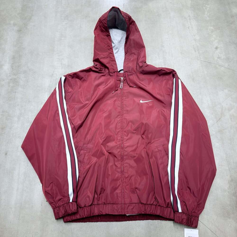 Nike Windbreaker Jacket Size XL Red Full Zip Hooded Track Jacket